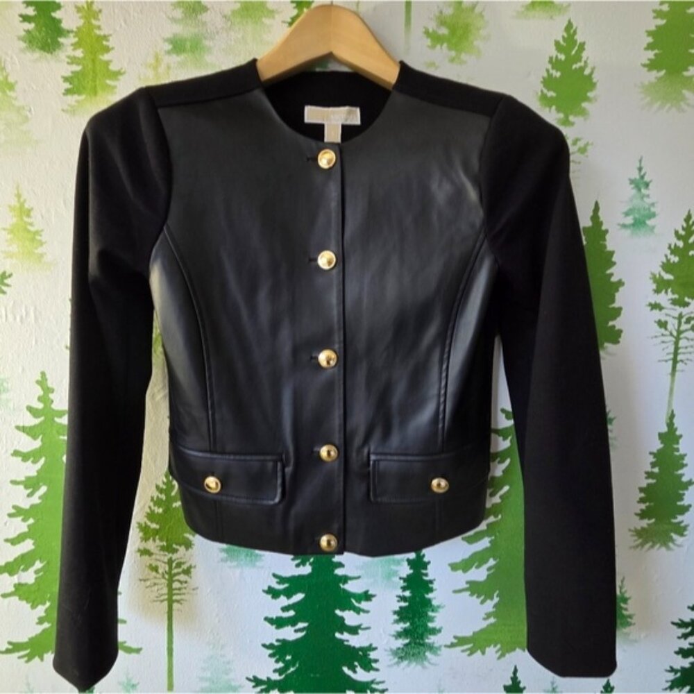 Michael Kors Black Ponte Jacket with Gold Accents